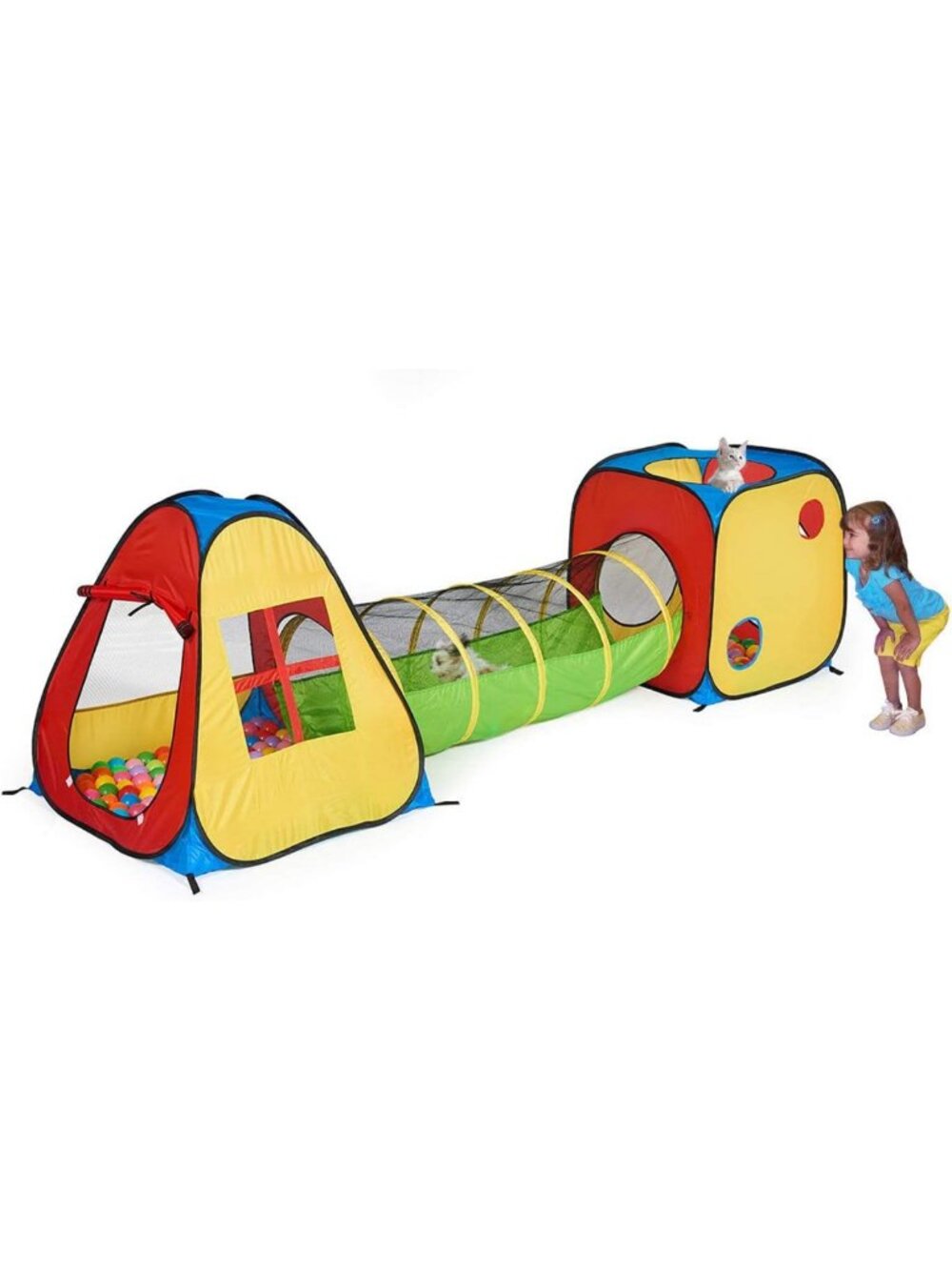 3-in-1 Pop Up Play Tent with Tunnel - Fun Indoor/Outdoor Playhouse for Kids